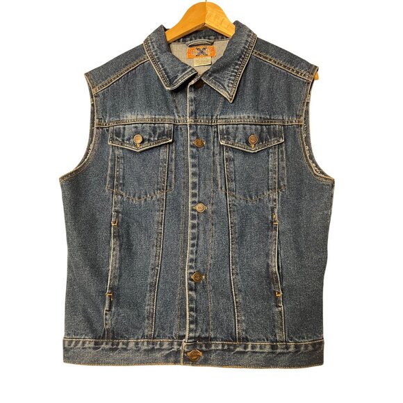 Orbit X Women's Size 12/14 Denim Vest Button-up Dragon Embroidery 100% Cotton - Picture 2 of 16